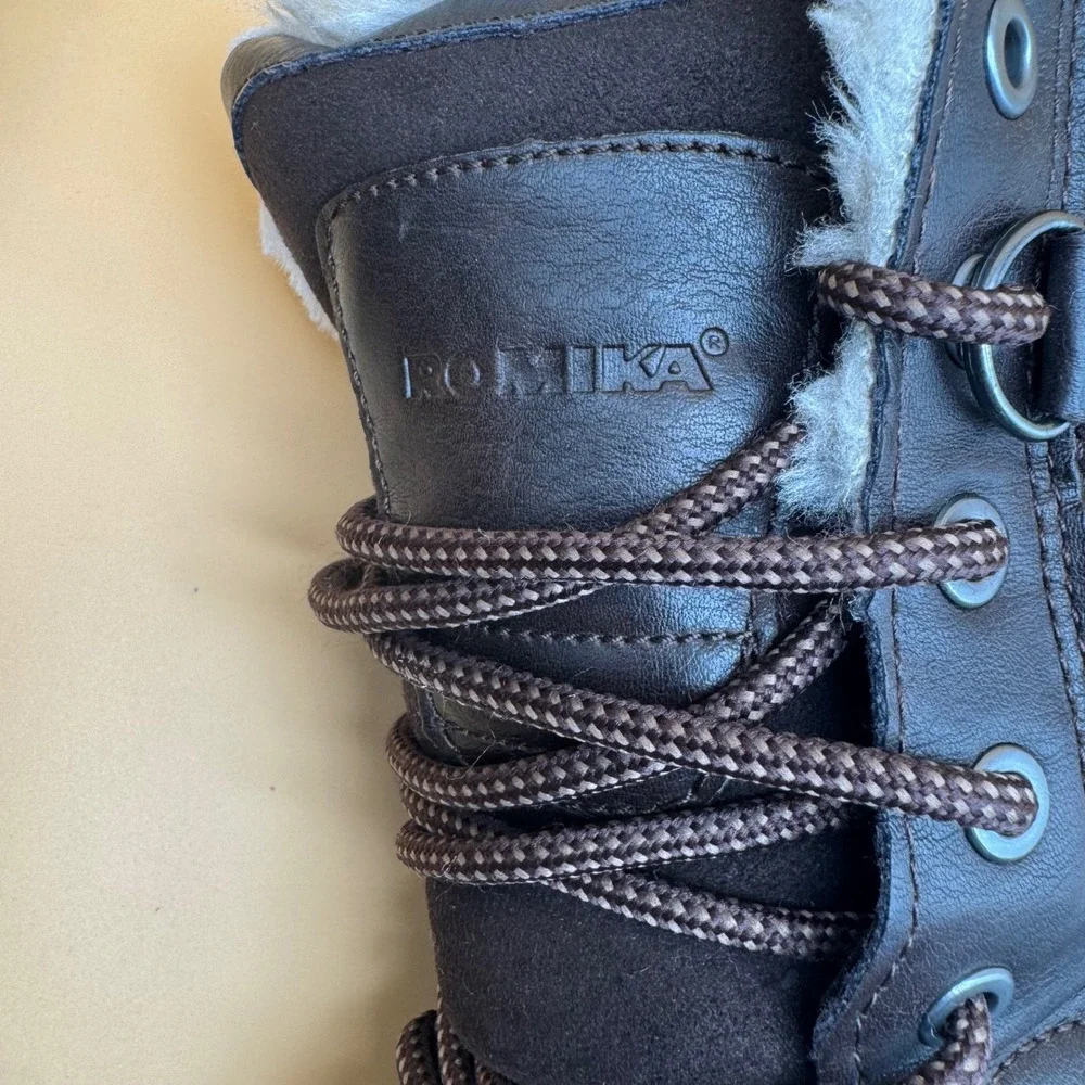 Romika Women Size 37 US 6 Brown Black topDryTex Faux Fur Lined Winter Snow Boots